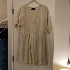 Beige Urban Outfitters T Shirt Linen Dress